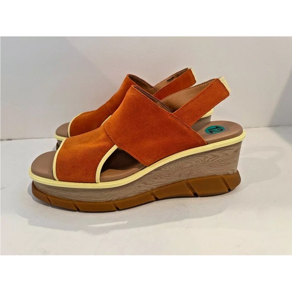 SOREL Women’s 12 Joanie III Slingback Platform Sandals Orange Suede - Picture 6 of 11